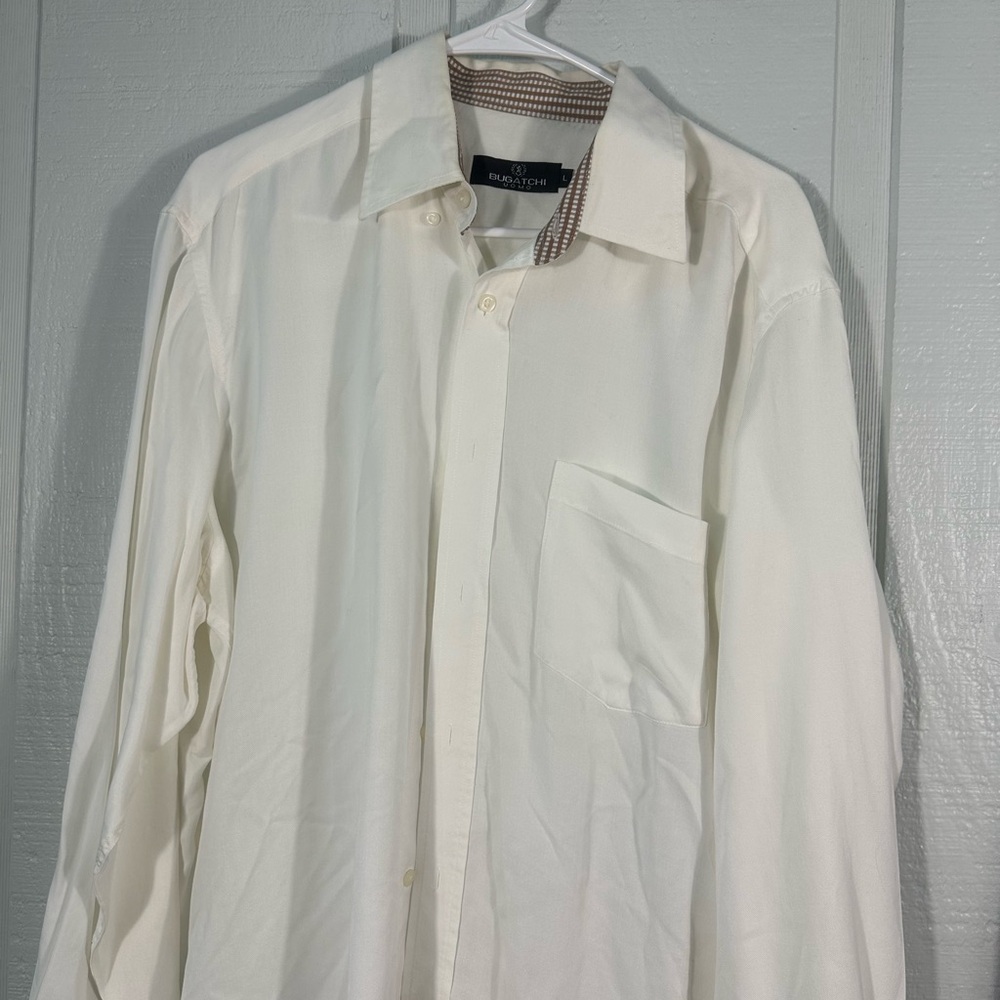 Bugatchi Men’s White Shirt Size Large EUC - Picture 3 of 8